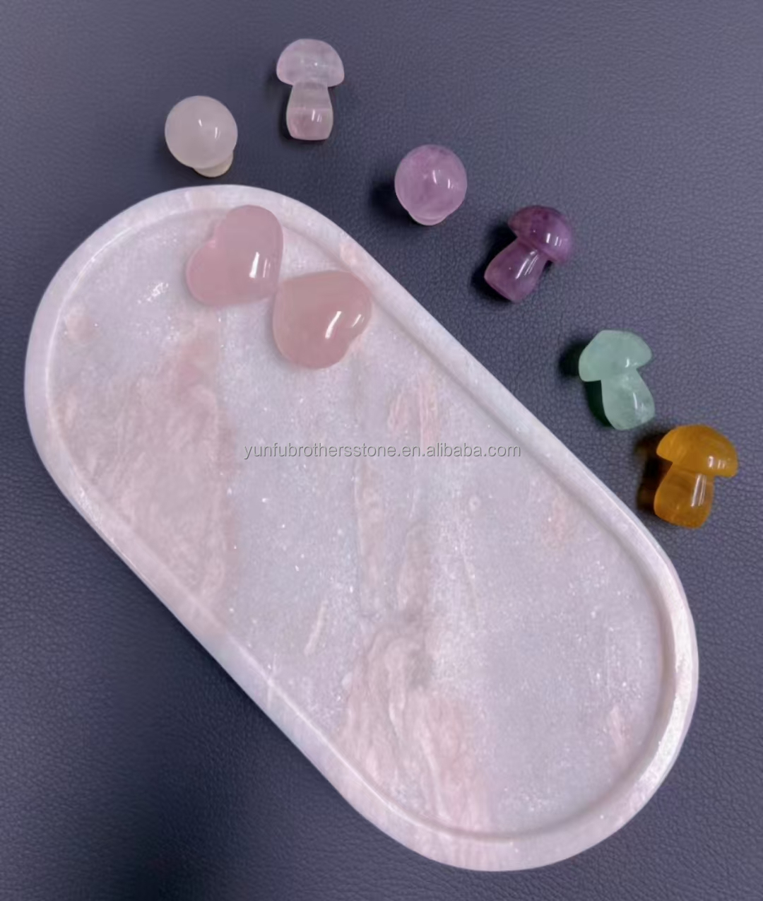 Rose Rainbow Luxury Stone Tray in Soft Pink for Modern Villa and Hotel Decoration