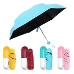 Durable 6 Panels Black Vinyl Coated Mini Folding Umbrella Anti Uv With Case