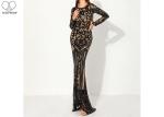 Long Sleeve Gold Sequin Mermaid Prom Dress Special Sequins Fabric Zipper No Tail