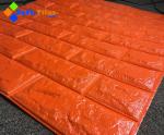 Orange Red 25-30kg/cbm Self Adhesive Brick Textured Foam Wallpaper