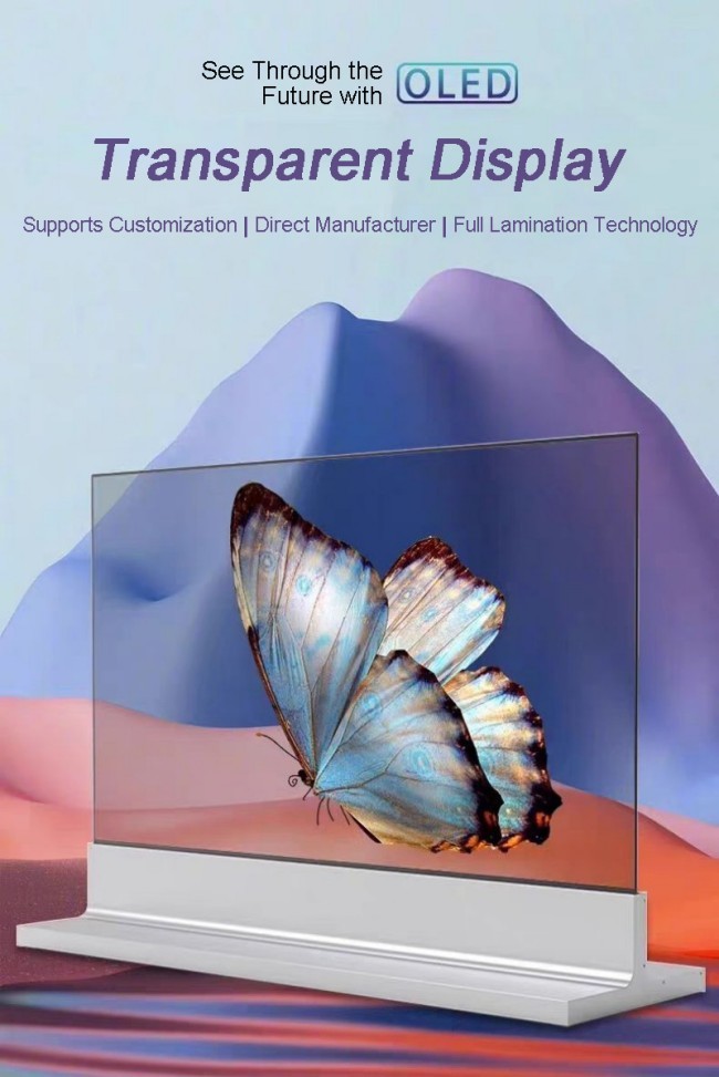 Floorstanding Transparent Glass OLED Screen Display Digital Signage Special Design Screen Factory