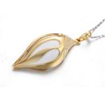 18K Yellow Gold Diamonds White Agate Drop Pendant Earrings Jewelry (GDSET005)