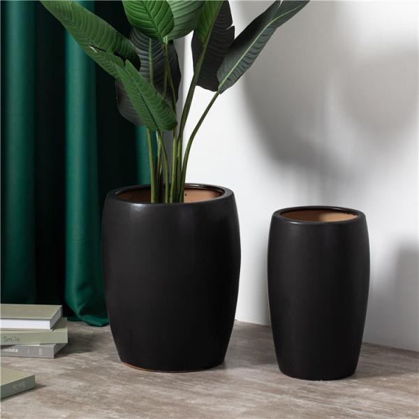 Hot sale desktop decoration black tall succulent plant pots custom logo ceramic