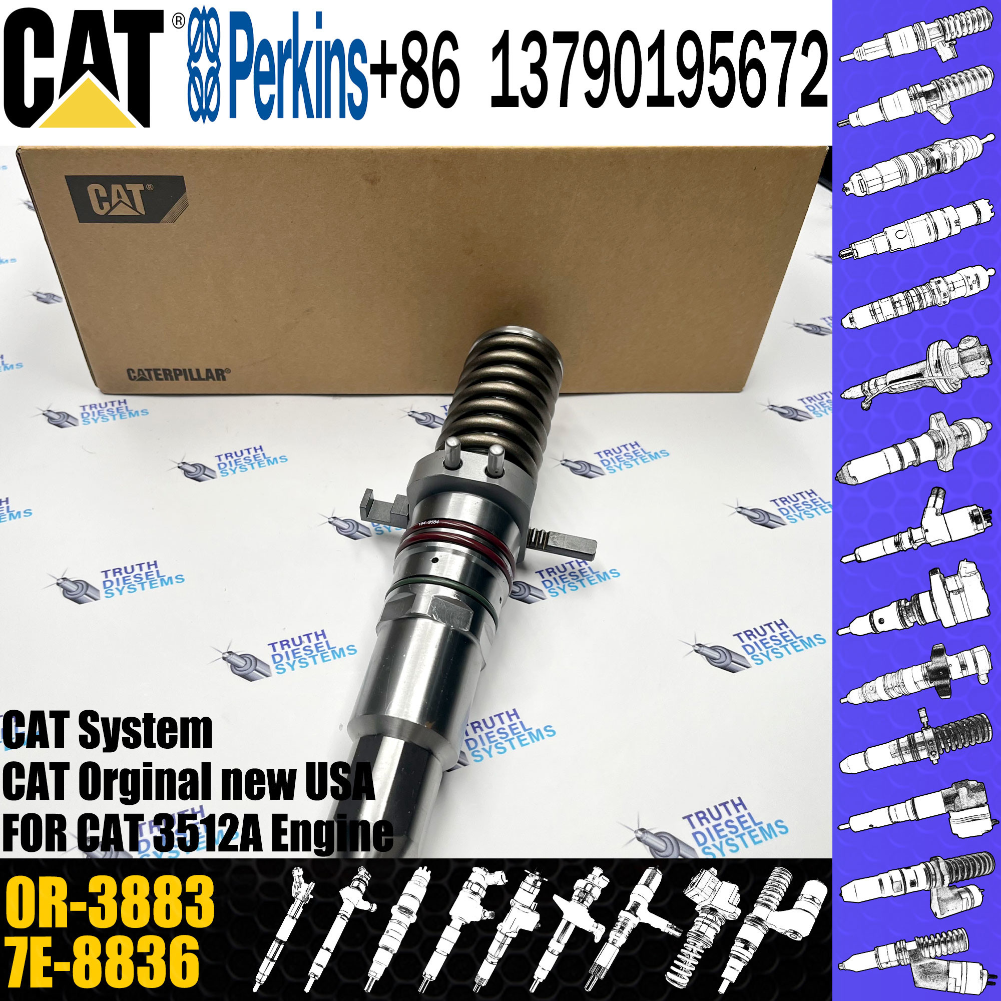 diesel fuel injector 0R-3883 7E-8836 0R-0906 7E-3382 7C-4173 9Y-1785 for C-A-T 3508 3512 3516 3524 engine