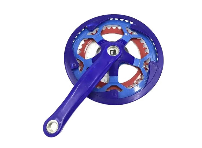 Blue color Mountain Bicycle chain wheel and crank 28 38 48 T 165 MM.