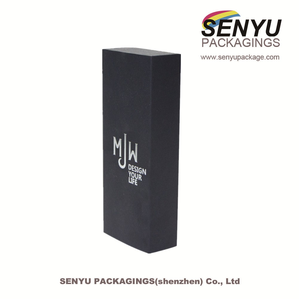 Custom Size Black Paper Watch Box With Black Foam Insert Recycled Materials