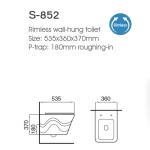 Modern Bathroom Round One Piece Wall Hung Toilet Rimless With Flower Pattern