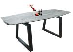 Buy cheap Contemporary HPL Dining Table , Tempered Glass Horsebelly Extension Dining Table from wholesalers