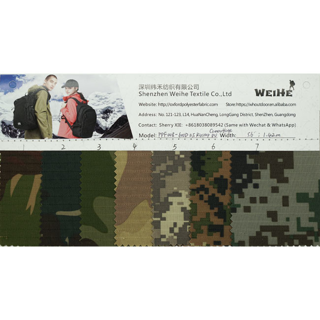 Ripstop Camouflage PU Waterproof Oxford Fabric For Backpack Outdoor Product