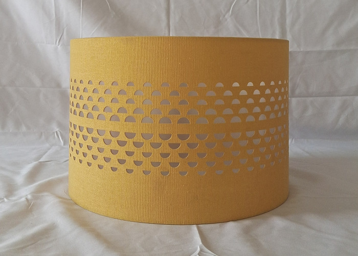 Yellow Drum Hole Laser Cut Lampshade White PS Inside In The Center