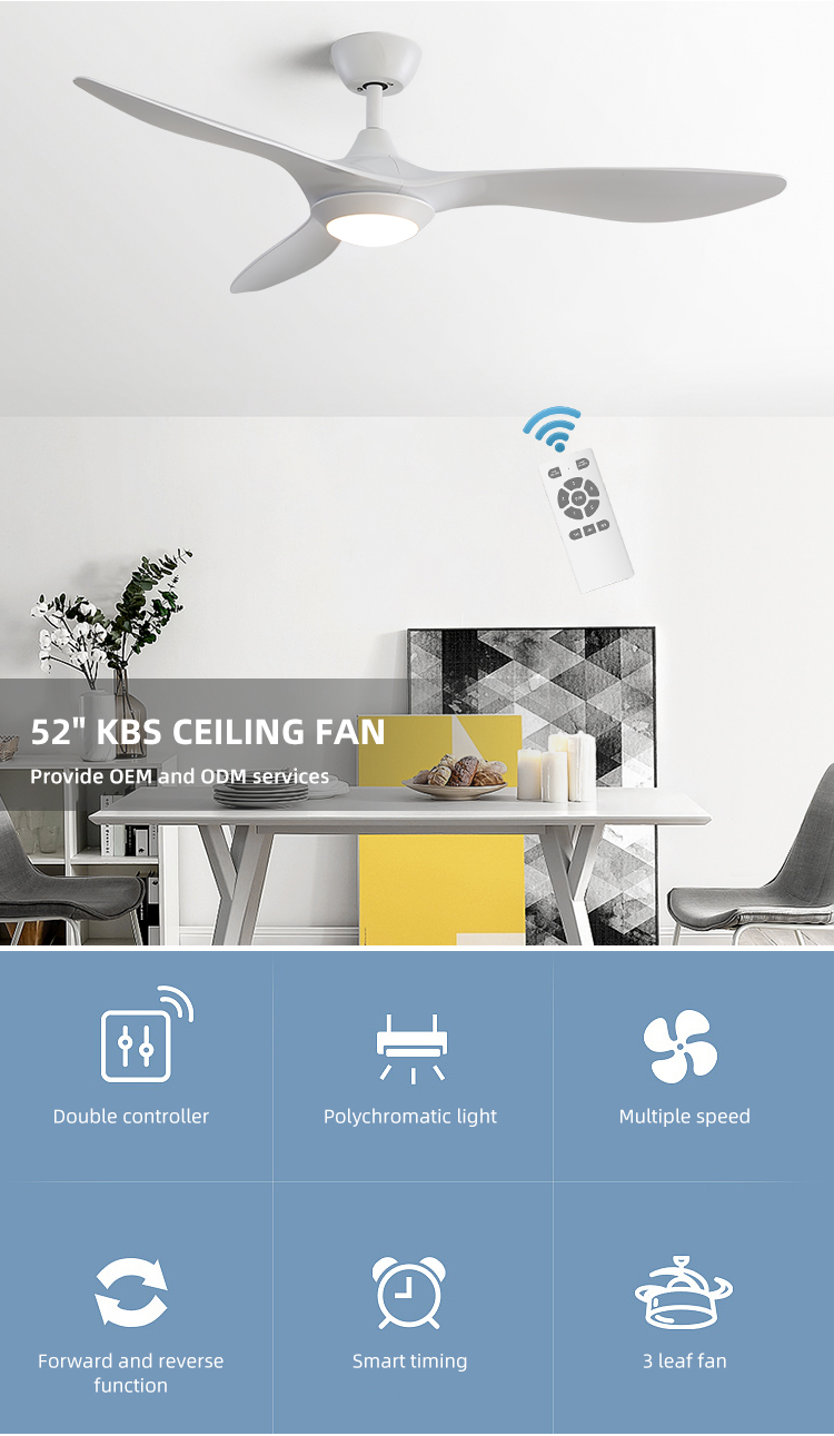 Modern Electric 5000K 35Watt Iron ABS Blade Ceiling Fan With Remote Control