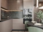 Fitted Pinkish Brown PET Kitchen Cabinets Modern Bespoke Kitchen Cabinets