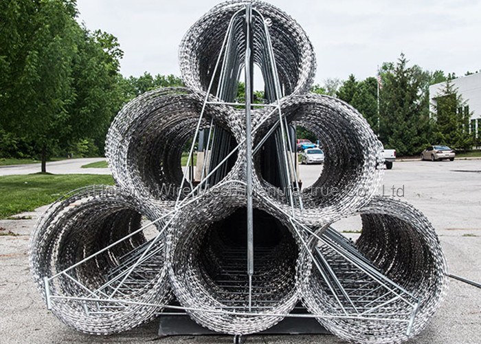 2.5mm Concertina Razor Wire Fence , HUILONG Barbed Razor Wire Fencing
