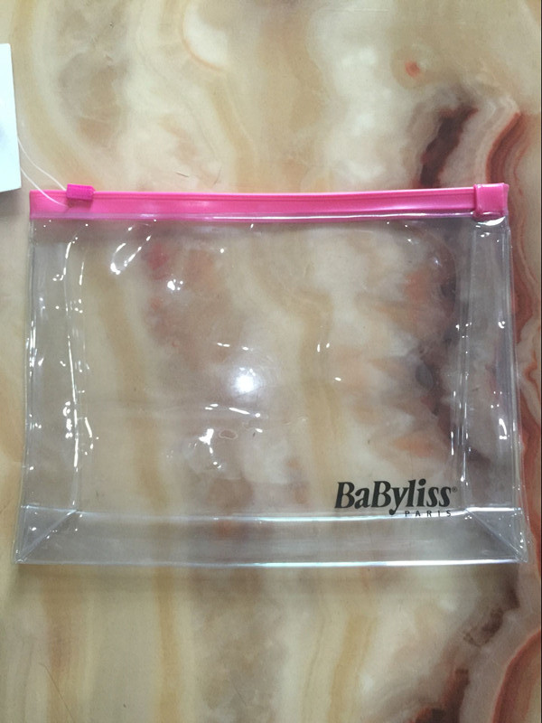 Pink Zipper travel cosmetic bags , Makeup PVC Ziplock Bag With Custom Logo