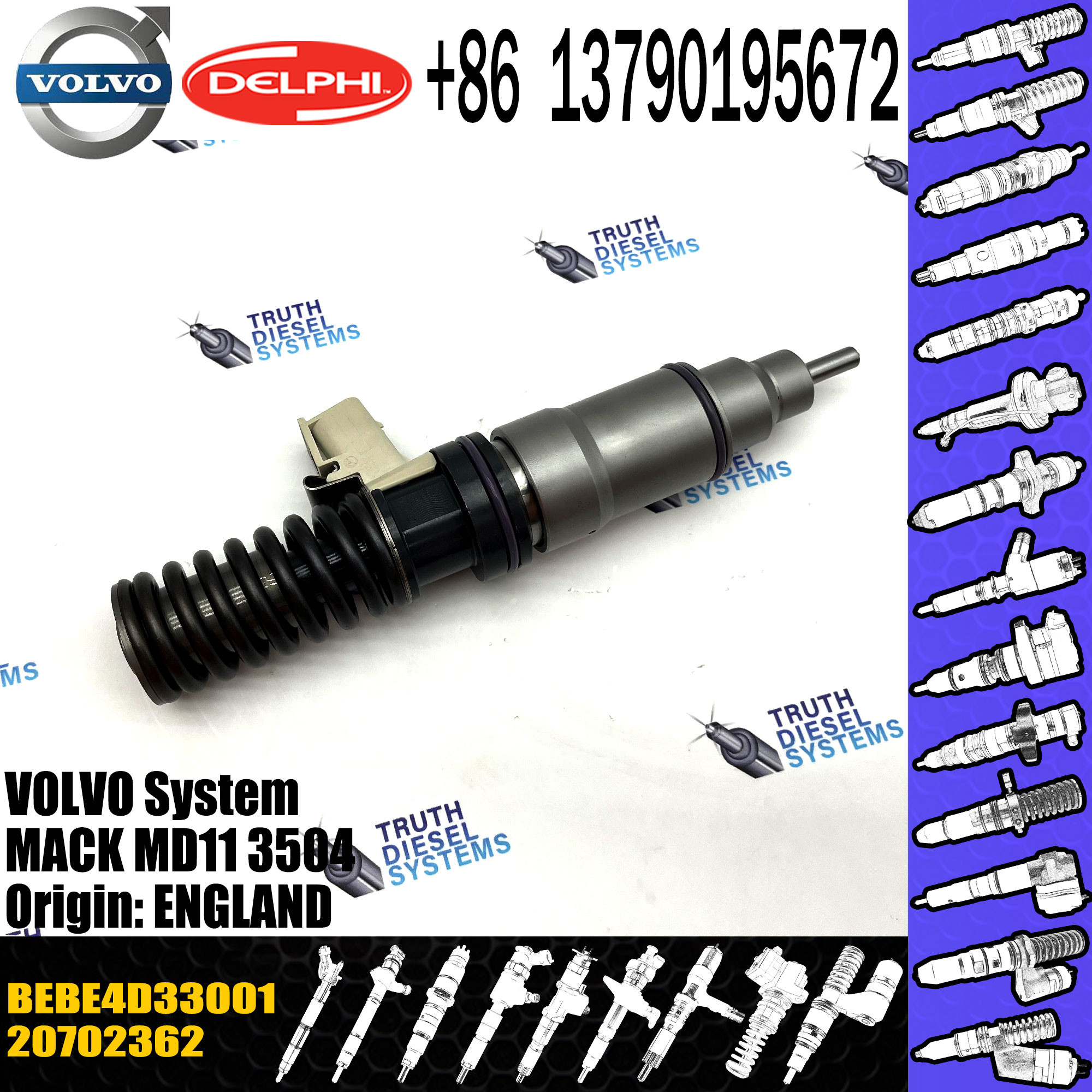original Diesel Fuel Injector 20702362 BEBE4D09001 BEBE4D33001 E3.18 for VOL / TRUCK