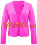 Short Sleeve Pointelle Shoulder Pointelle Sleeve Women Cardigan, Long Sleeve