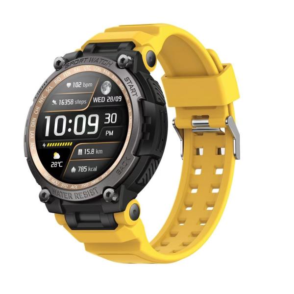 Yellow Bluetooth Calling Smart Watch Compass Sleep Tracking Heart Rate