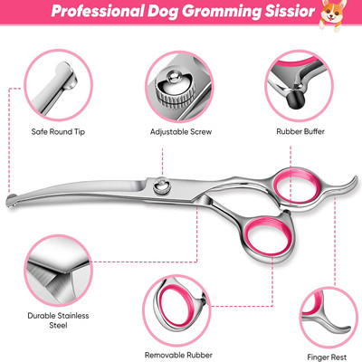 6 In 1 Stainless Steel Dog Grooming Scissors Kit With Safety Round Tips