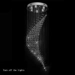 Long Staircase Crystal Chandelier LED Modern Lamp Luxury Spiral Hanging Light(WH