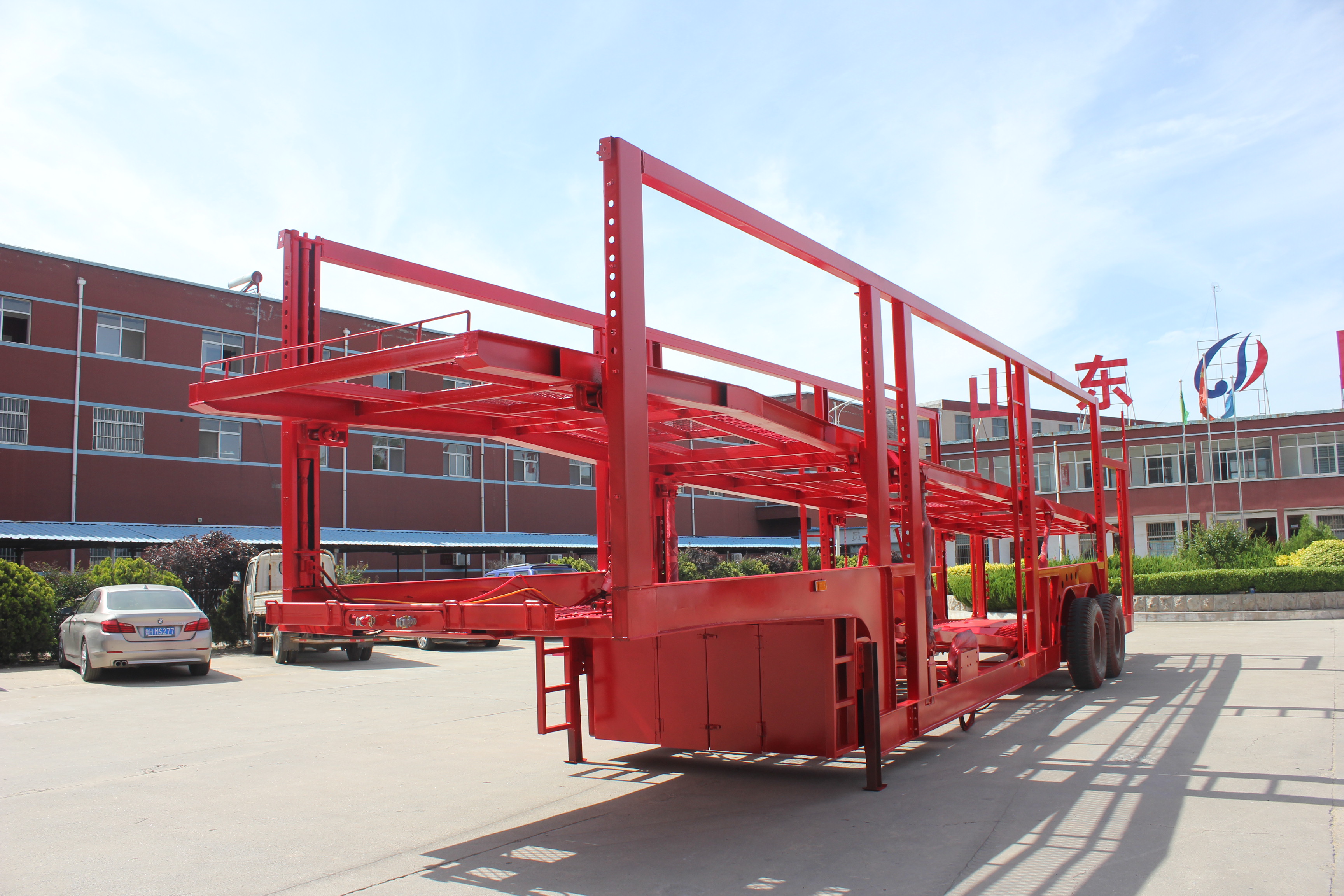 Air Brake Two Deck Pickup Truck Trailer Skeleton Type 6 Car Carrier Transport Trailer