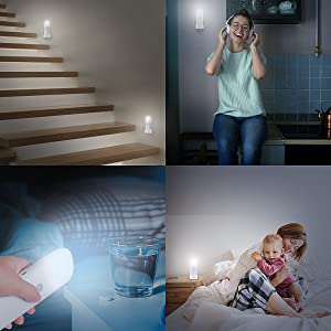 Motion Sensor Night Light Indoor USB Rechargeable Bedside Lamp Portable Adjustable Brightness Nightlight