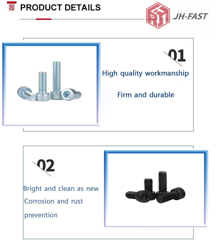 Metric Hex Socket Cap Screws SS304 Stainless Steel Din912 Zinc Carbon Steel M4 M5 M6 M8