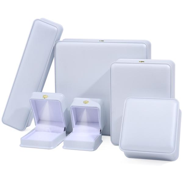 Buy cheap Custom Logo Luxury Jewelry Packing Box Newest Rectangle White Piano Paint LED Ring Jewelry Box from wholesalers