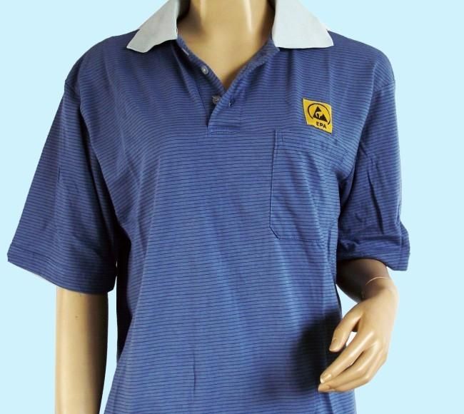 Blue Black 150g 96% Cotton 4% Conductive Fiber ESD T Shirts