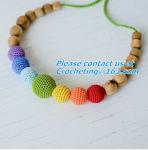 Ivory Nursing Necklace Crochet Bead Breastfeed Necklace Beige Wood Breastfeeding