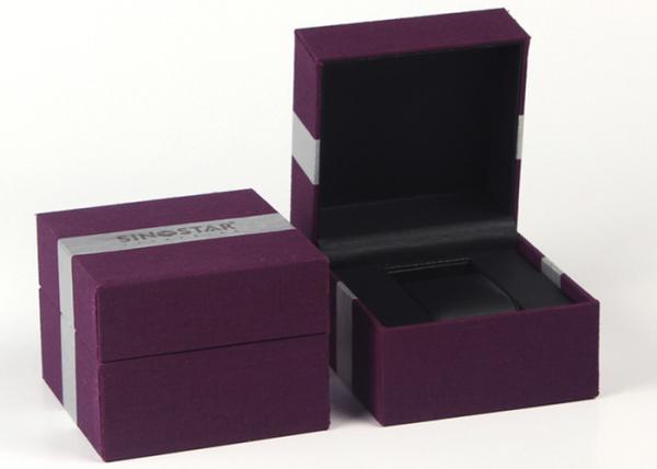 Purple Single Watch Gift Boxes , Women'S Watch Case Plastic Box Wrapped By