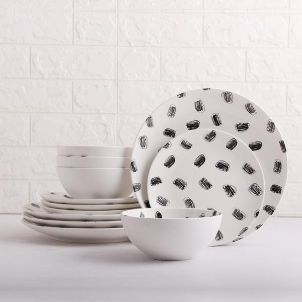 Buy cheap Nordic Handmade Vintage Ceramic Plate Set Black Speckled Pattern Sustainable from wholesalers