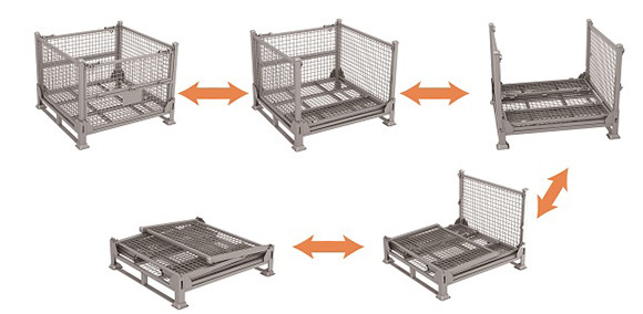 Welded Metal Stillage Pallet Cage With Mesh Sides And Sheet Steel Base