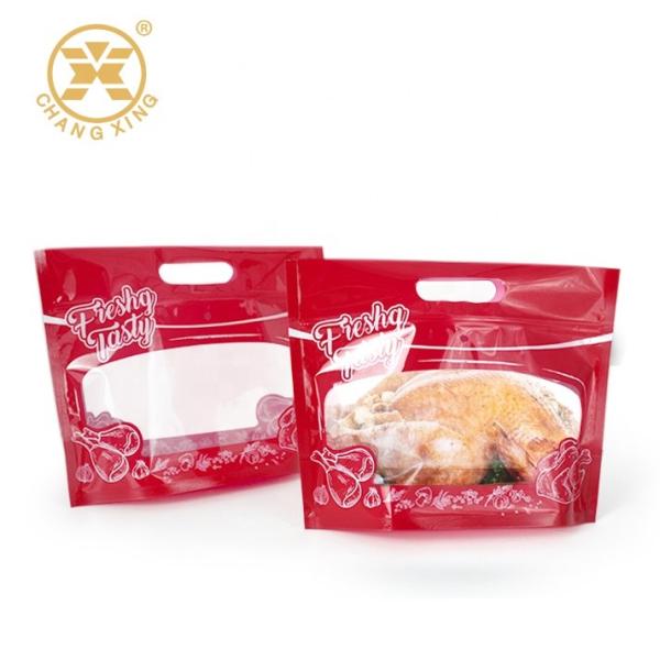 Buy cheap Bopp Antifog Food Packaging Microwavable Grilled Rotisserie Chicken Plastic Takeaway Carrier Bags from wholesalers