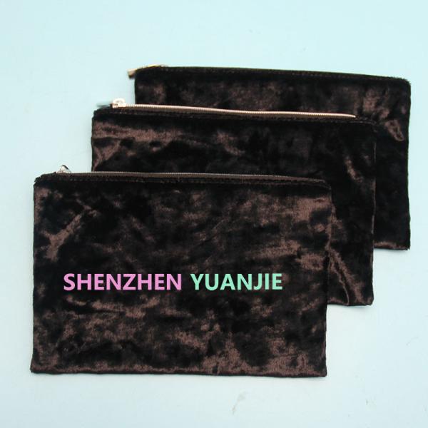 Buy cheap Black 8oz Canvas 12x16.5cm Soft Velvet Zipper Bag For Cosmetics from wholesalers