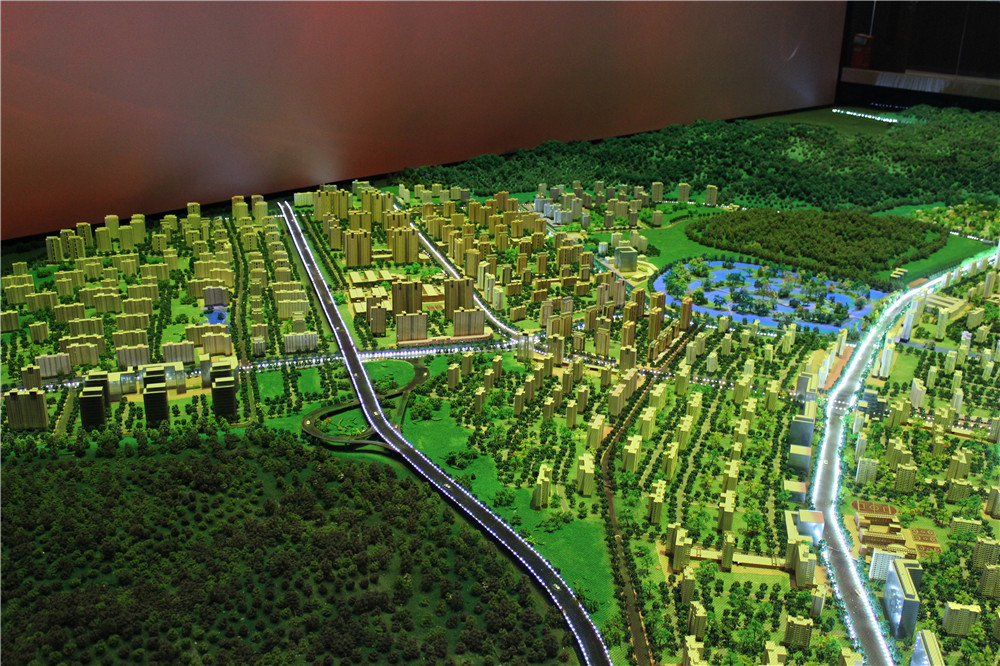 Large Scale Miniature City Model For Urban Planning Wooden Plate Base