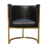 Buy cheap Metal Leg Antique Leather Armchairs Tub Dining Chairs With SS Frame product
