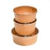 Buy cheap Kraft Paper Food Takeaway Box Fruit Salad Packaging Containers With Plastic Cover from wholesalers