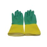 Reusable Bi - Color Kitchen Rubber Gloves Eco Friendly For Household Cleaning