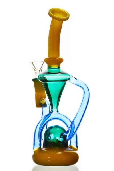 Buy cheap MultiColor Glass Recycler Bong 5mm Dab Rig Glass Water Pipe Glass Bubbler from wholesalers