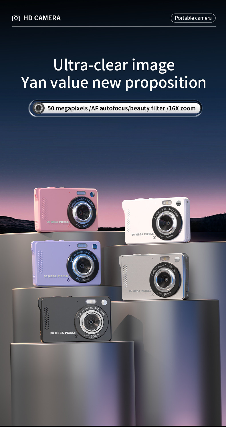 Compact Digital Camera Camcorder Point And Shoot 4K Ultra HD 44MP