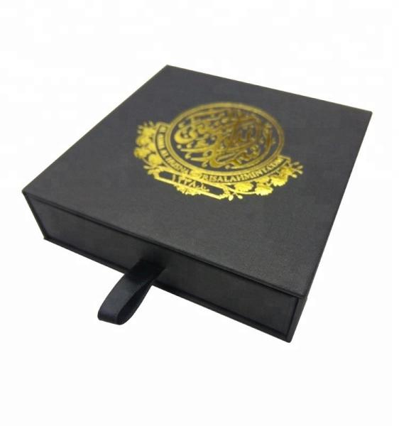 Buy cheap Luxury Hot Stamping Black Box Gift Packaging With CMYK Printing from wholesalers