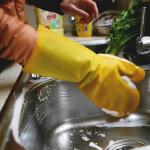 Silver Brush Cloth Sponge Cleaning Gloves , Sponge Gloves For Dishes