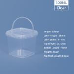 Pastic Handle Small Square Plastic Buckets for Transparent Food Packaging