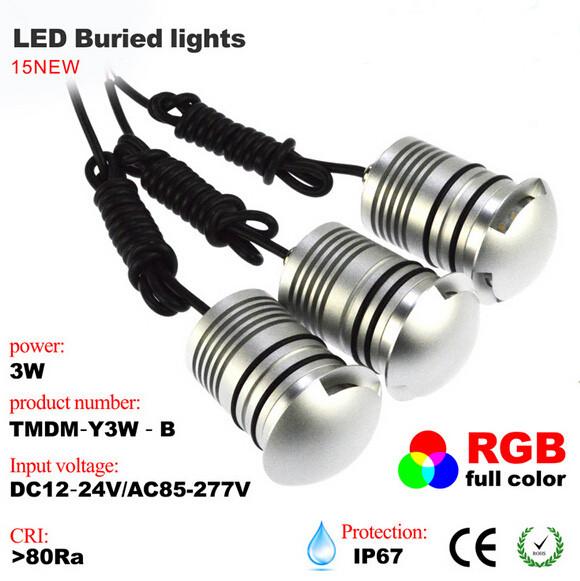 Outdoor 3W LED Buried Light RGB full color lawn, ground, park LED spotlight