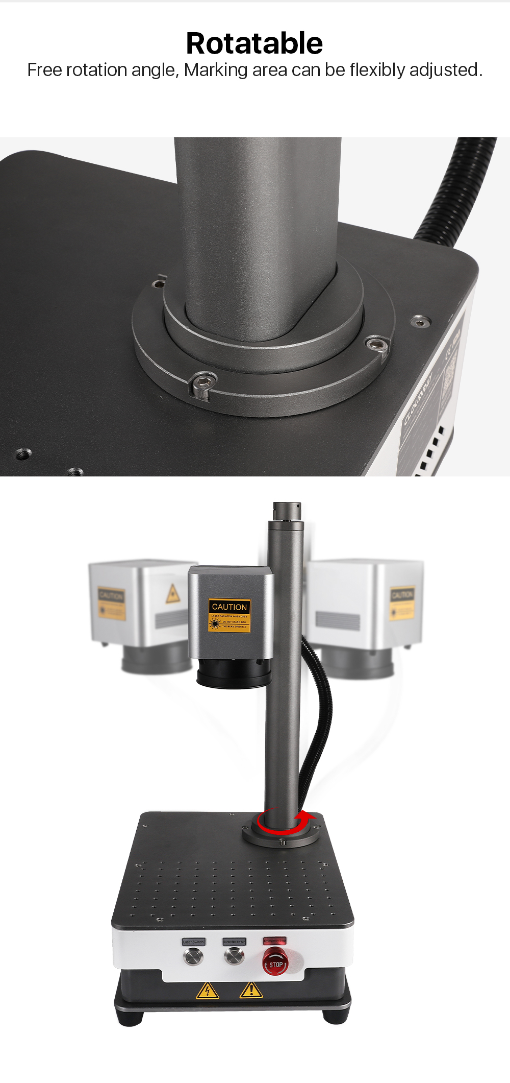 20W Portable Fiber Laser Marking Machine With Rotary Complimentary Worktable Rotating Head and Fixture Water Cooling 's