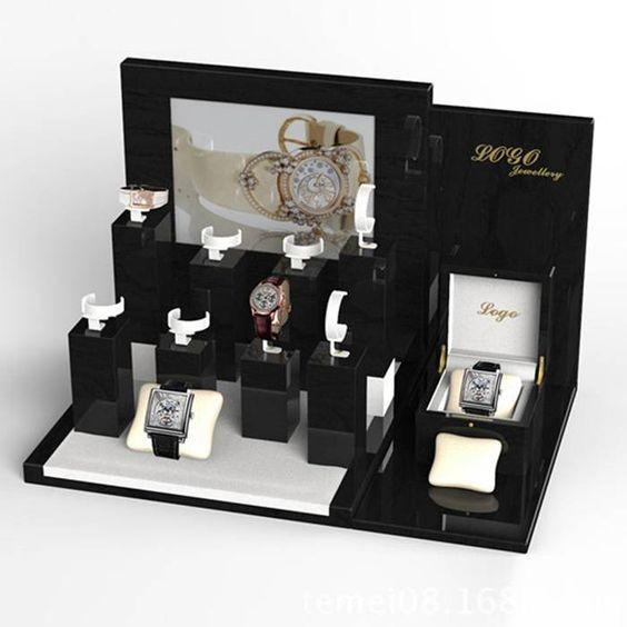 Premium Black Jewelry Display Stands Sets / Watch Holder Stand OEM / ODM
