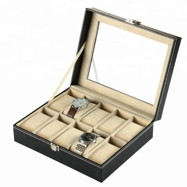 Buy cheap High quality faux PU Leather men valet black watch box size 25.5x20x7.5cm from wholesalers