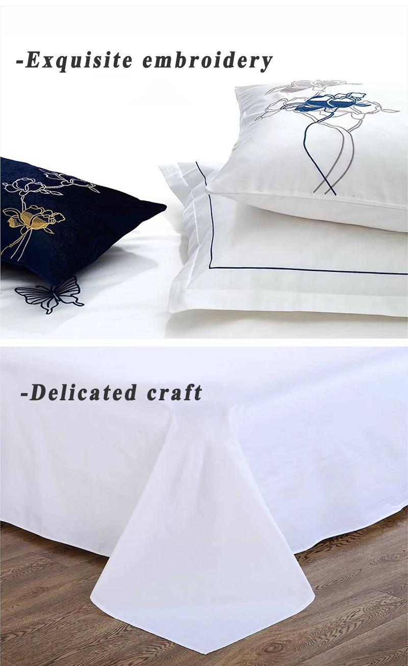 Custom Duvet Cover and Sheet White 100% Cotton Bedding Set for Luxury Hotel Comfort