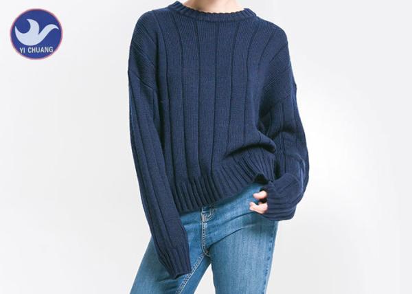 Ribs Knitting Ladies Wool Jumpers Acrylic Blended Pullover Sweater Anti -