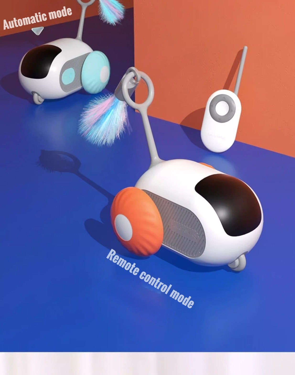 Electric Cat Toy Remote Control Smart Automatic Rolling Dual Mode with ABS Silicone